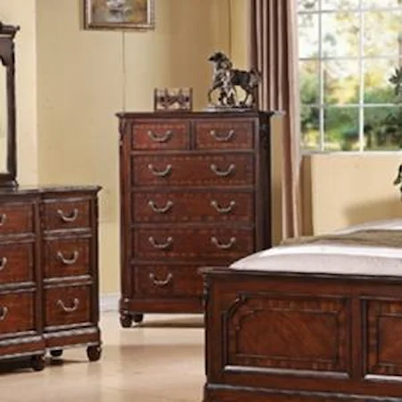 5-Drawer Chest with Traditional Style and Hardware